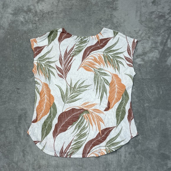 Orvis Women's L Tropical Print Linen Blend Blouse Multi e1209 - Picture 6 of 7